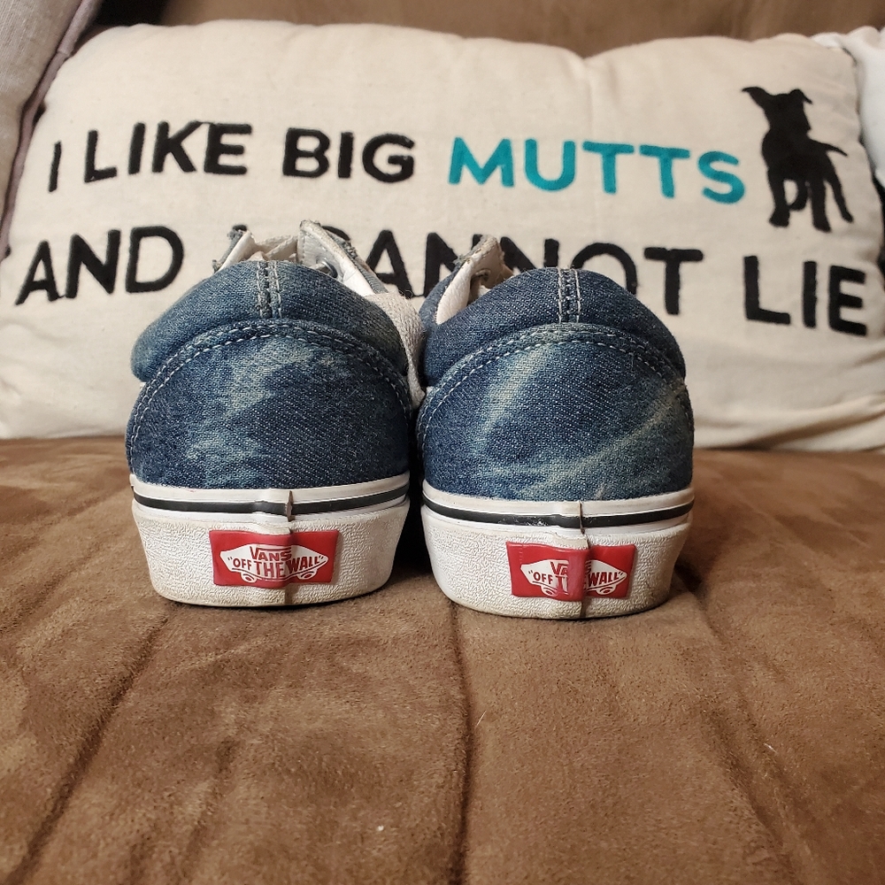 31) VANS Off The Wall Low Acid-wash Denim Platform Sneakers Sz. M's 6½ W's 8 - Picture 4 of 8